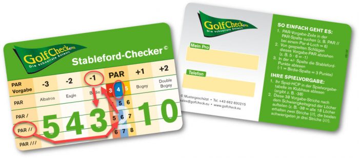 Stableford Checker schnellste Berechnung Nettopunkt und Bruttopunkte beim Golf