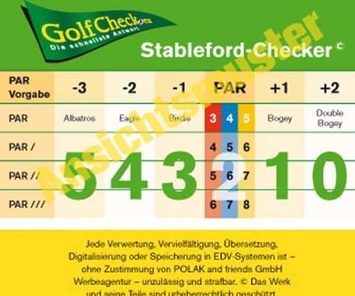 Golf Stableford Punkte rasch berechnen, Nettopunkte und Bruttopunkte